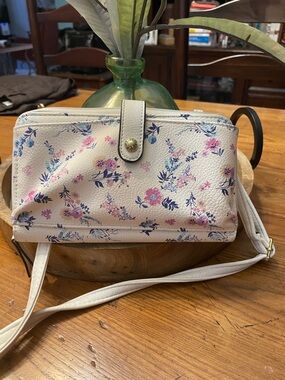 Nicole by Nicole Miller White Crossbody with Pink & Blue Floral Print